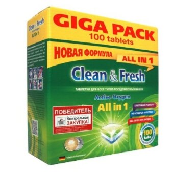 Clean&Fresh Таблетки для ПММ All in 1 (giga) 100шт Clean&Fresh Таблетки для ПММ All in 1 (giga) 100шт