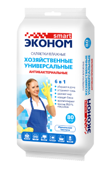 Эконом smart №80 влажные салфетки для уборки 6в1 (сантехника, унитазы, кухни) Эконом smart №80 влажные салфетки для уборки 6в1 (сантехника, унитазы, кухни)